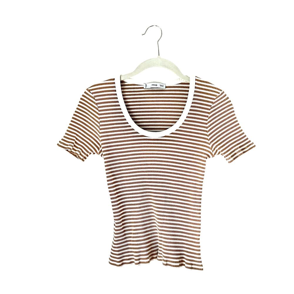 MNG Two-Color Striped Ribbed Blouse: Modern - Picture 2 of 7